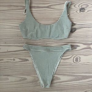 NWOT Green Gingham Bikini Set